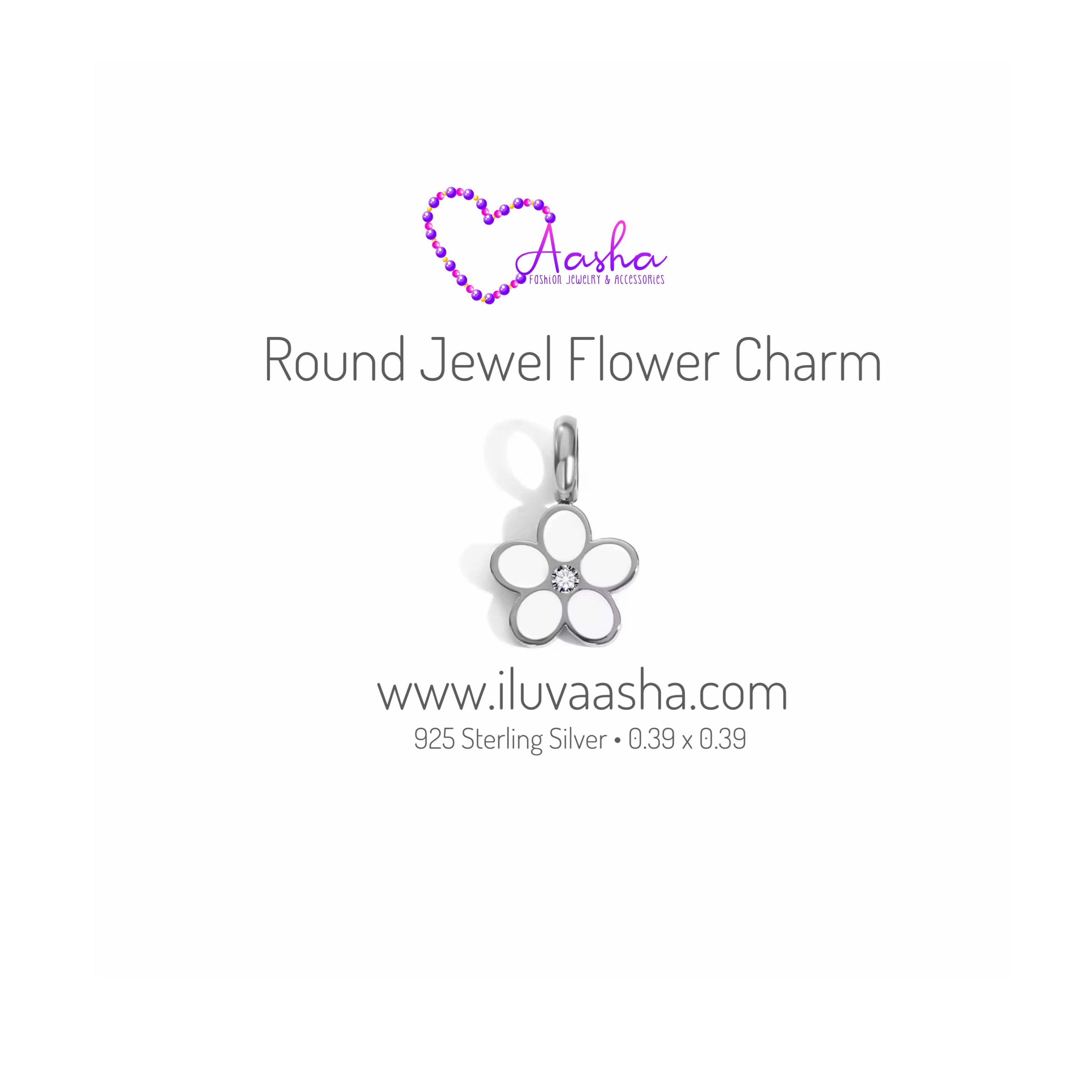 Round Jewel Flower Charm