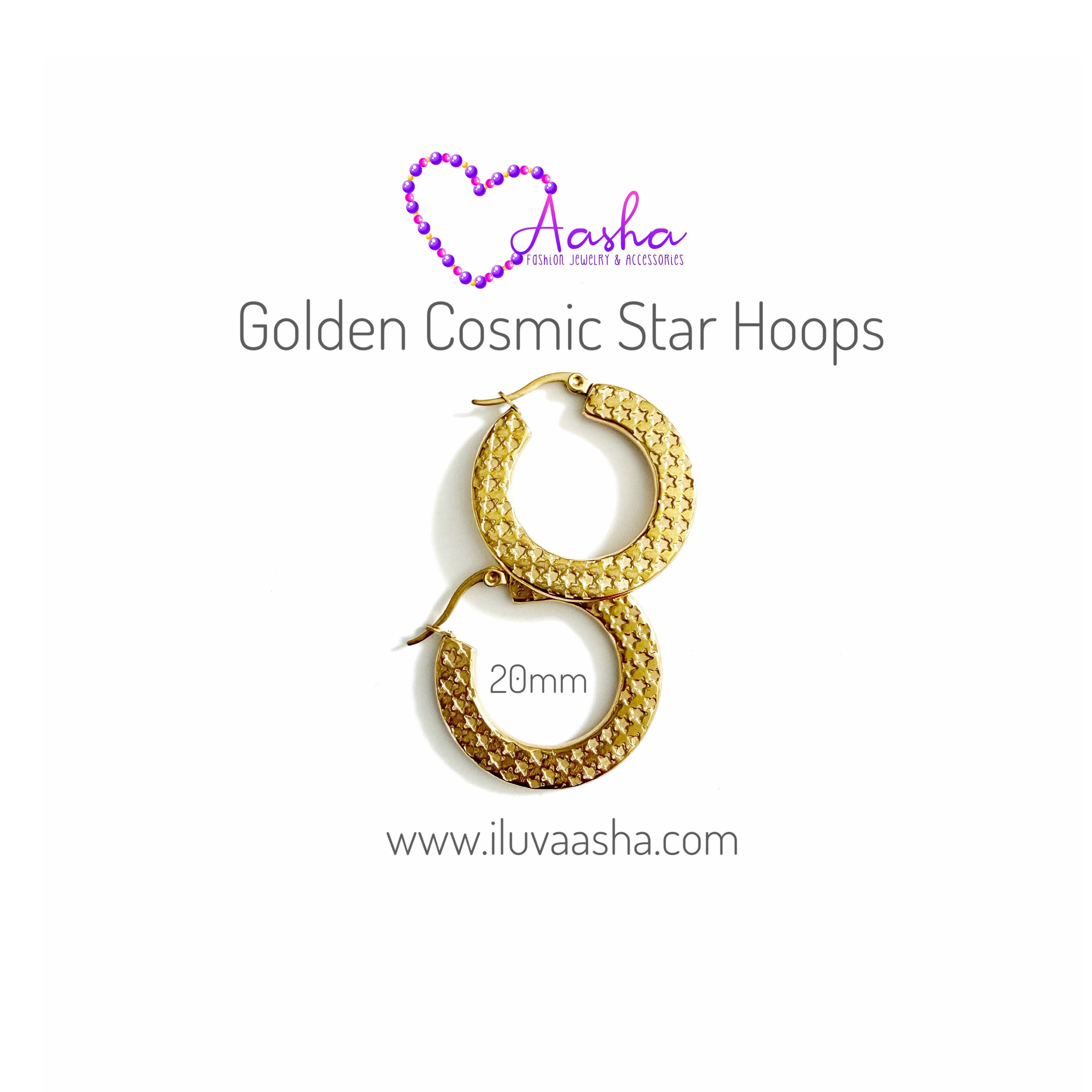 Golden Cosmic Star Hoops