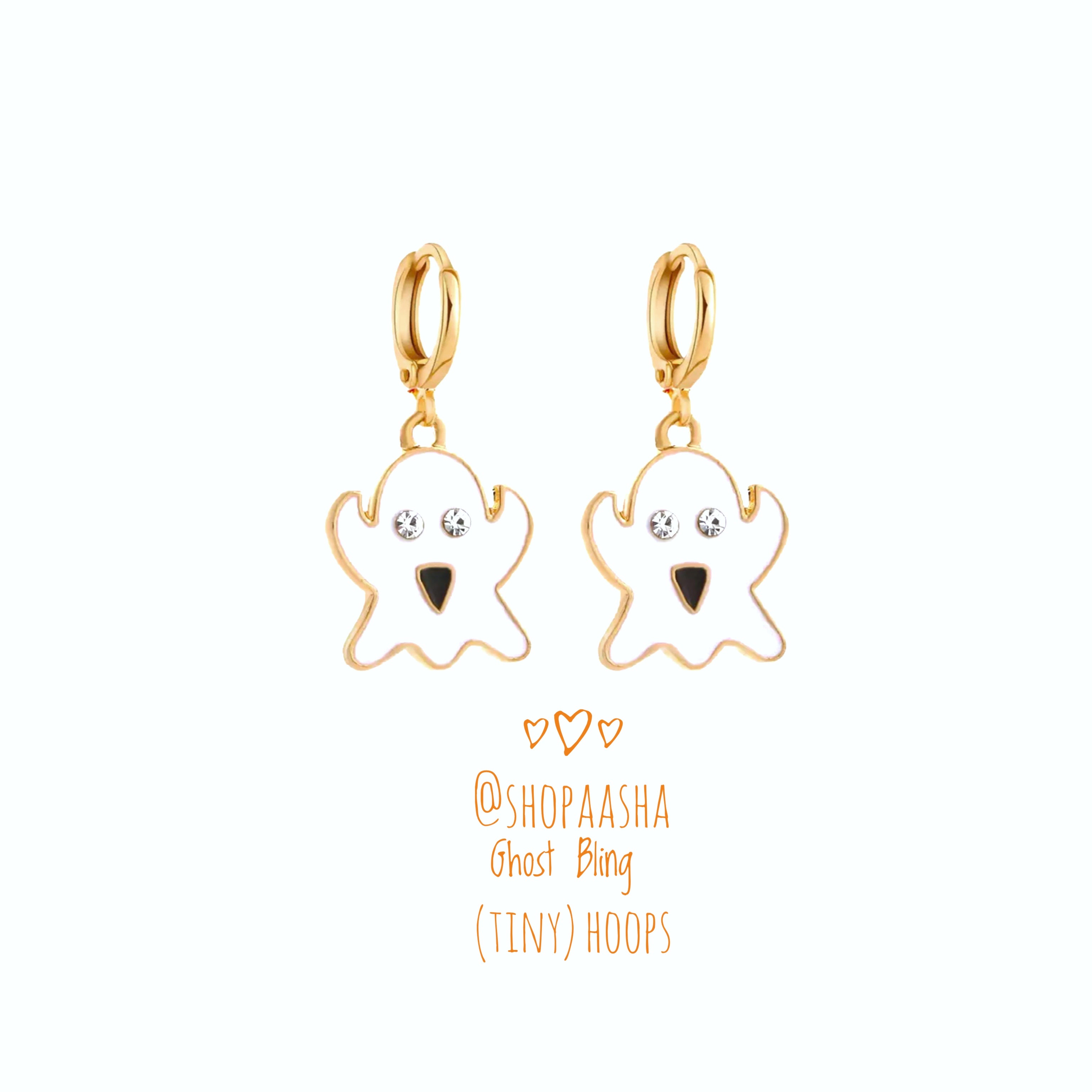 Ghost Bling (tiny) Hoops