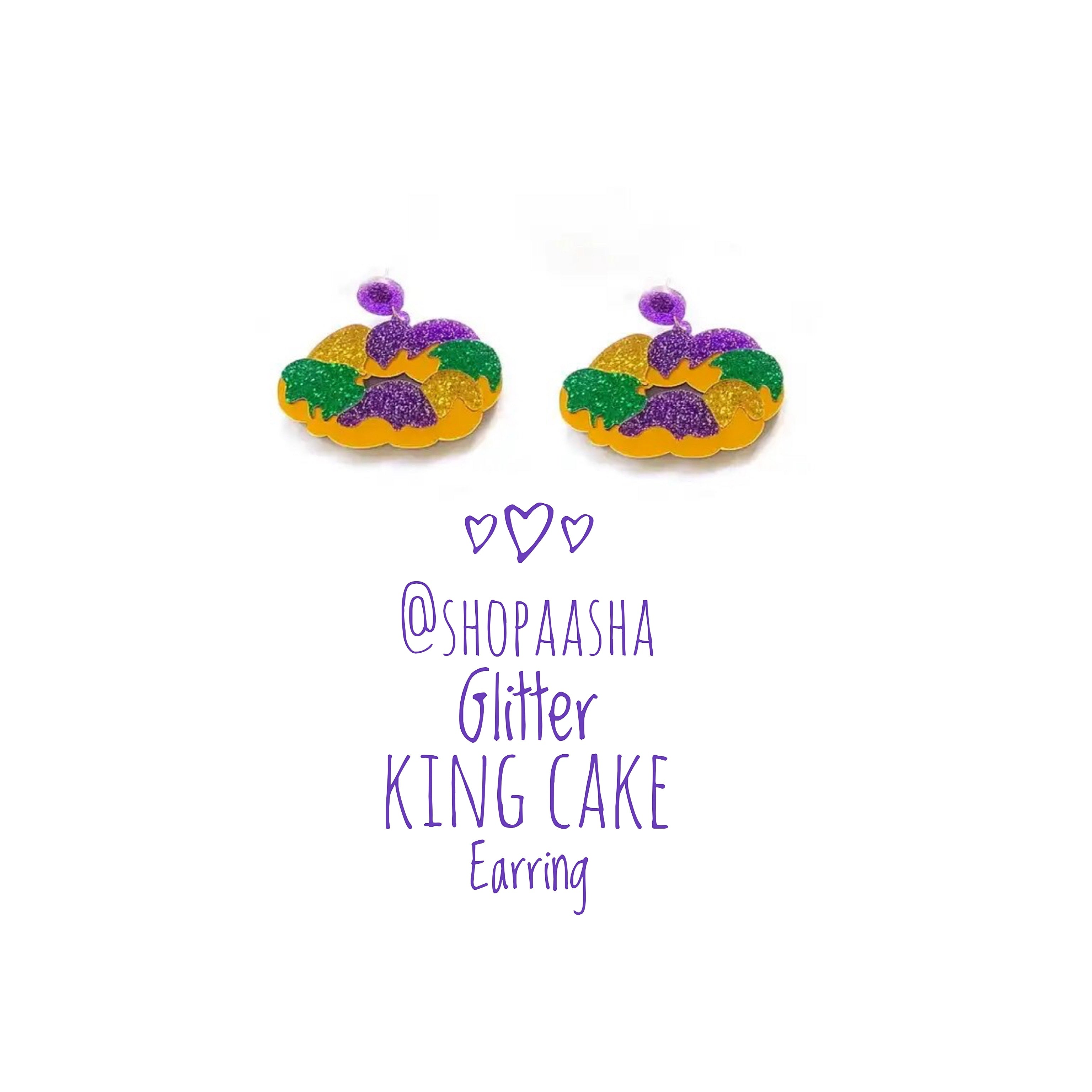 Glitter King Cake Earrings
