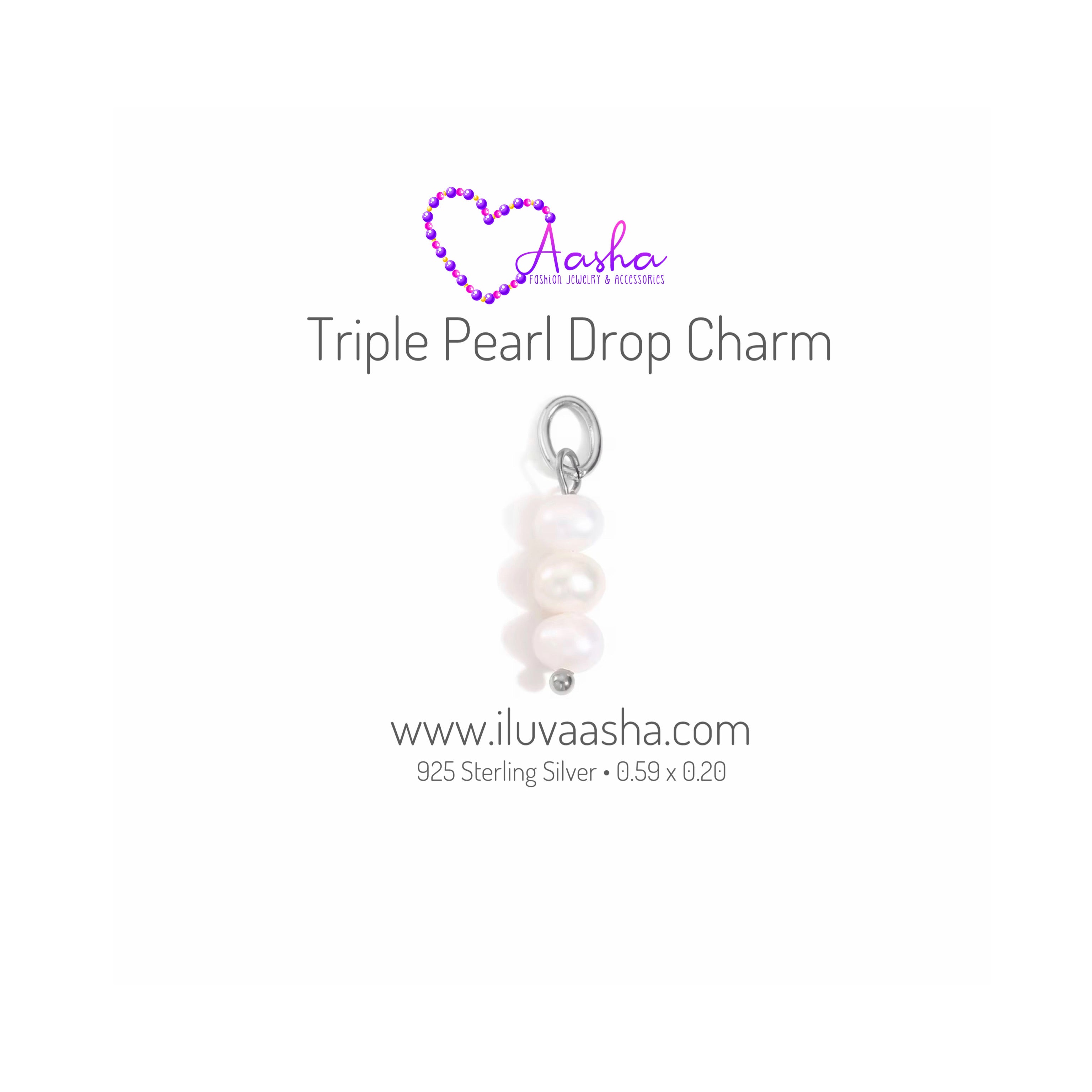 Triple Pearl Drop Charm