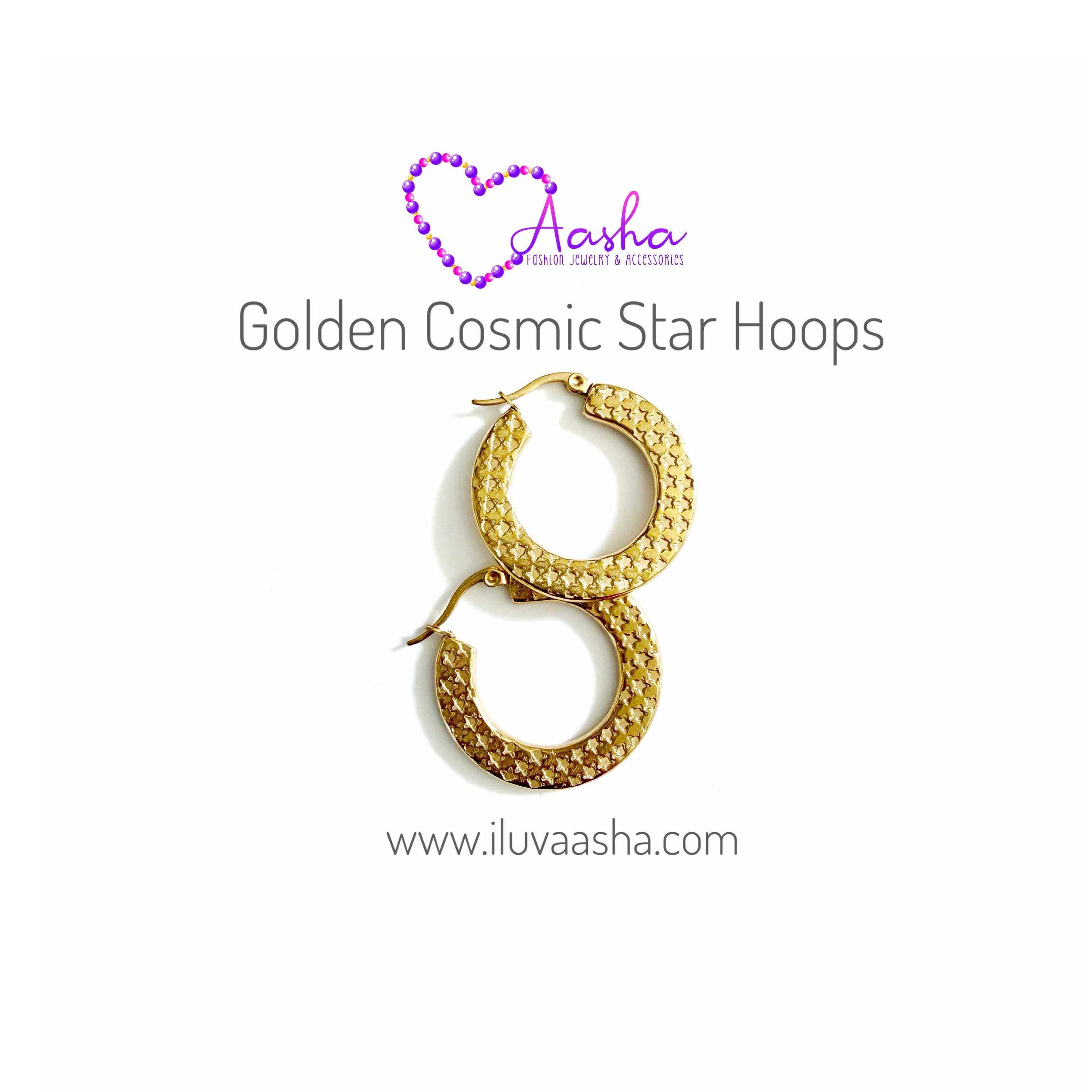 Golden Cosmic Star Hoops