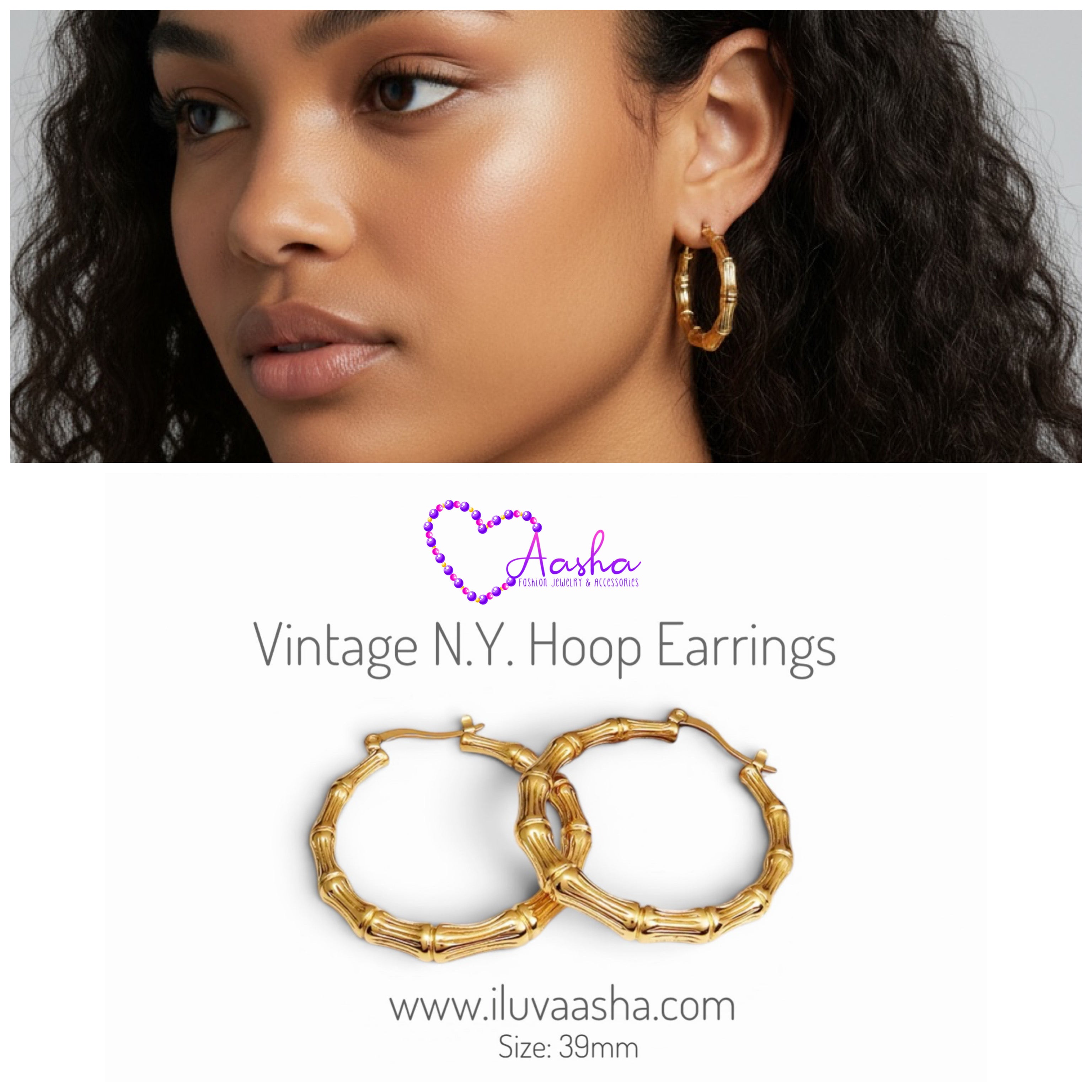 Vintage N.Y. Hoop Earrings