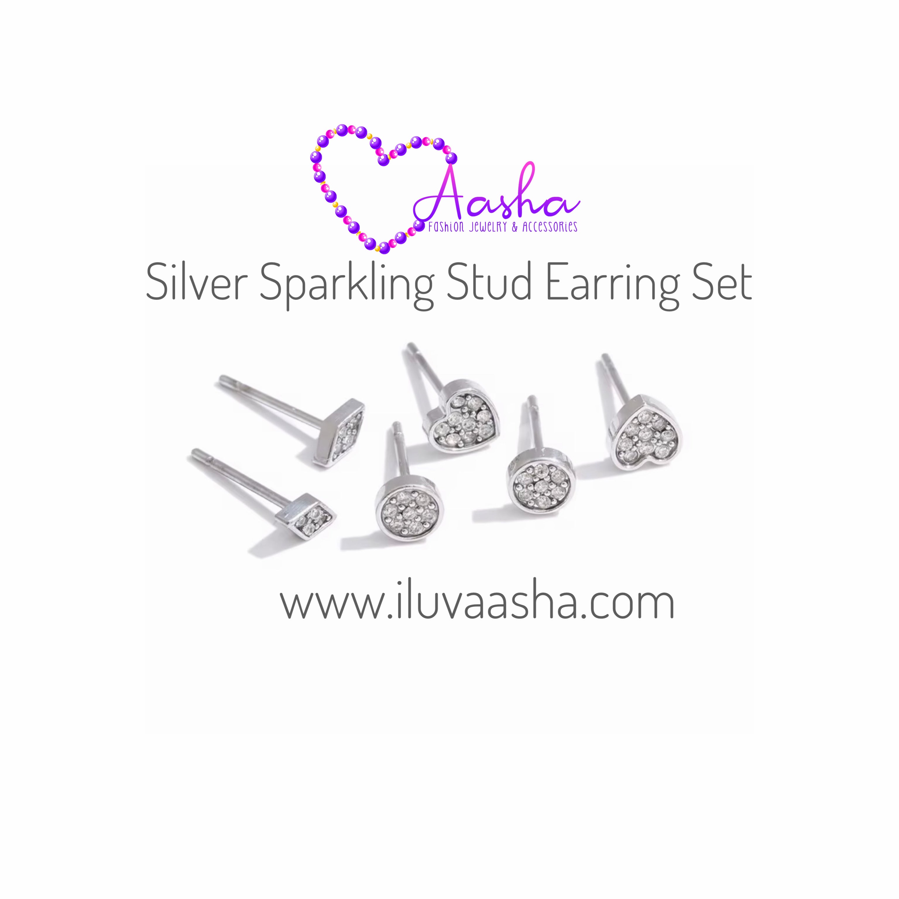 Sparkling Stud Earring Set
