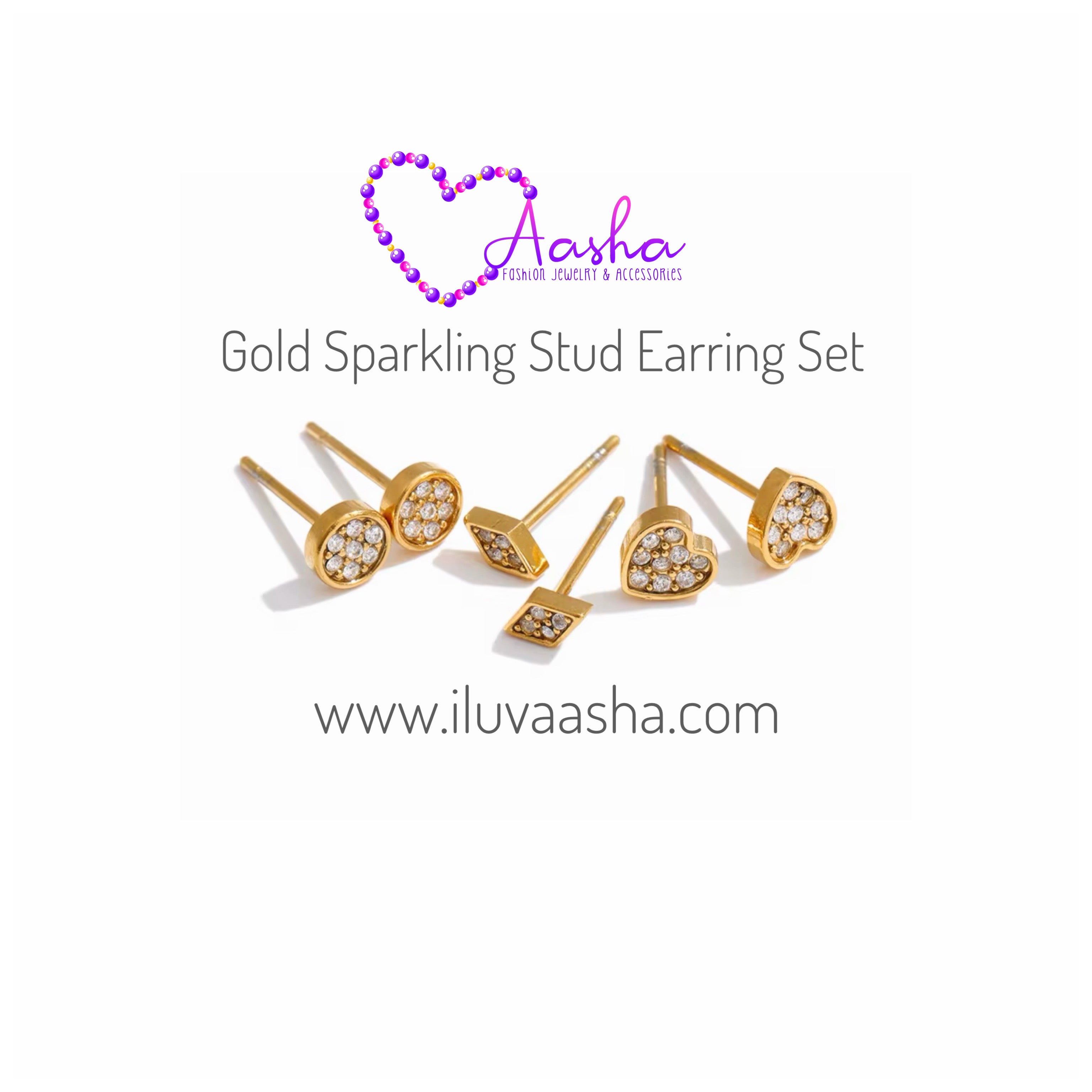 Sparkling Stud Earring Set