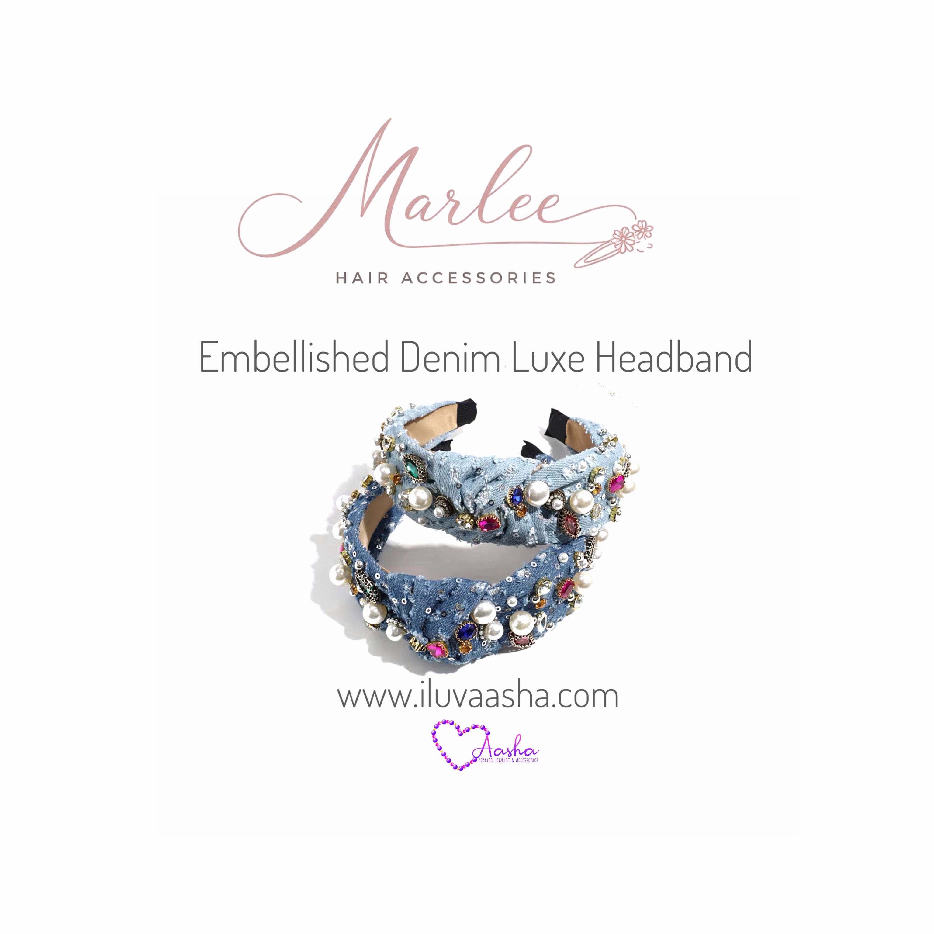 Embellished Denim Luxe Headband